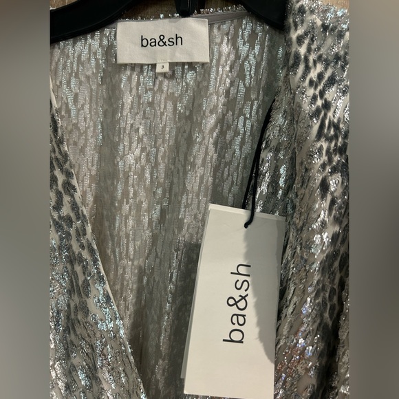 NWT BA&SH Divina Flocked Metallic Dress, L - Picture 4 of 8